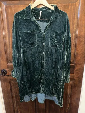 the Free People Lux Velvet Shirtdress thumbnail 2