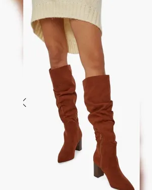 JustFab Fiona Slouched Heeled Boot Luggage casual classic comfy fall winter stylish thumbnail 2