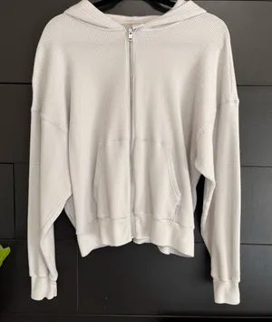 ARITZIA TNA Waffle Print Full Zip Hoodie Sweatshirt Women’s Sz 2 Oversized Sz 2 thumbnail 1