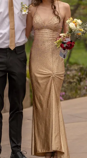 Gold Dress Faviana Prom thumbnail 4