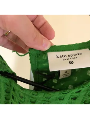 Kate Spade X Target NWT Green Boxy Eyelet Crop Top Size XS Broken Button Loop thumbnail 4