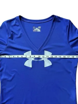 Under Armour Heat Gear Women's Large Blue Loose Fit V-Neck Performance T-Shirt thumbnail 9
