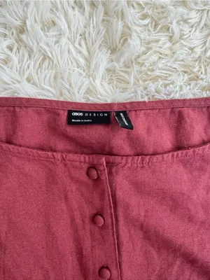 NWT ASOS Linen Blend Drop Waist Mini Dress Burgundy Size 10 thumbnail 4