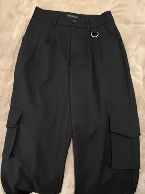 White Fox Black Cargo Pants with Metal Detail thumbnail 5