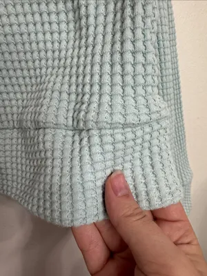 The North Face Pale Aqua Waffle Mock Neck Chabot Sweatshirt Hiking Outdoors sz L thumbnail 7