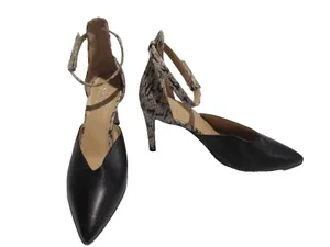 Franco Sarto Mali Snakeskin Black Heels Women’s Size 8 Ankle Strap Dress Shoes thumbnail 2