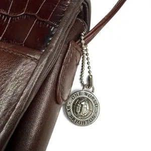 Brighton Oxblood Leather Vtg Croc Embossed Crossbody Bag Silver Buckle & Charm thumbnail 9