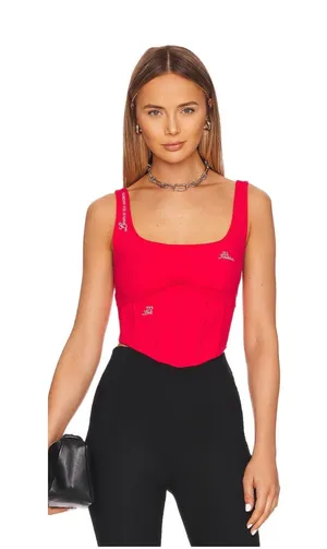The Mayfair Group‎ Language of the Universe Corset Ember Red Graphic Top S/M thumbnail 1