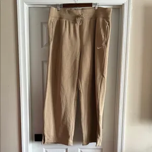 Nike Beige/Tan High Waisted Wide Leg Jogger Pants with White Swoosh thumbnail 2