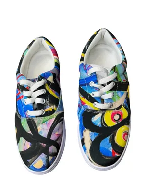 ✨👟 Canvas Abstract Graffiti Print Lace-Up‎ Sneakers Women’s Size 8 👟✨ thumbnail 4