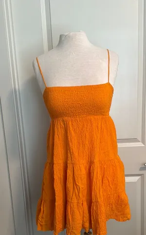 orange ZARA ruffled dress thumbnail 1
