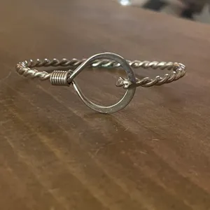 Silver Twisted Hook And Loop Bangle Bracelet thumbnail 2