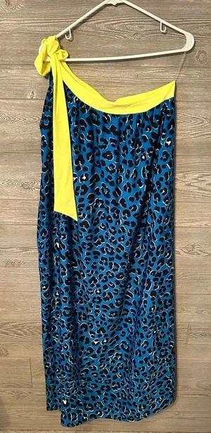 Periwinkle blue cheetah print‎ dress neon one shoulder size medium boutique NWT thumbnail 1