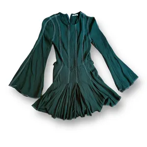 Tularosa Nicole Dress Sycamore Green Pleated Mini Dress Bell Sleeve Size XXS thumbnail 4