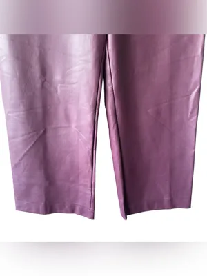 Maeve x Anthropologie Colette Wide Leg Cropped Faux Leather Burgundy Pants 28 thumbnail 3