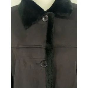 J Percy Vtg Black‎ Faux Suede Fur Lining Trim Coat Size Women XL thumbnail 3