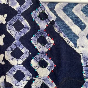 Soft Surroundings Talia Top Tunic Cold Shoulder Ikat Print Beaded Geo size M thumbnail 4