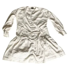 ALEX MARIE Linen blend long sleeve mini dress beige strip SZ2 bust 38in M thumbnail 1
