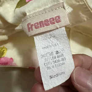 Frenzee Vintage Floral Rose Print Lace Trim A-Line Skirt Cream Pink Medium‎ USA thumbnail 6
