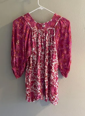 Billabong Floral Pink and White 3/4 Sleeve Blouse thumbnail 4