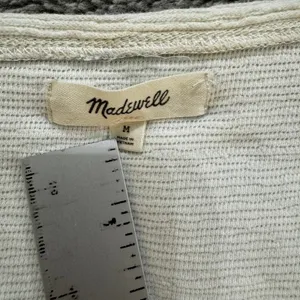 Madewell Textured Pointelle V-Neck Setlist Boxy Cropped Top Women's Medium thumbnail 5