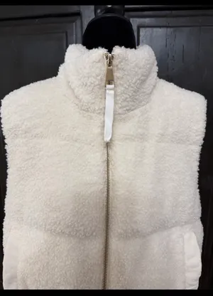 SHEIN Cream sherpa fleece fluffy puffer Zip up Vest with bag - size Medium. ***refer to measurements for size. Gently Warn and excellent condition. Measurements approximately from armpit to armpit 21” not fully stretched out x 22” long. Non-smoking home. Priced at as is condition. Don’t like my price make a reasonable offer! And thank you for checking my closet! thumbnail 3