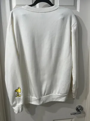 Peanuts White Crewneck Sweater with Black & Red Snoopy Graphic Size Medium thumbnail 3