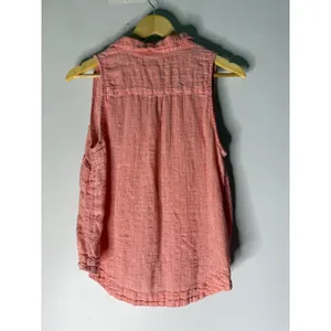 MAEVE ANTHROPOLOGIE Coral Linen Cotton Button Down Sleeveless Top size‎ 14 thumbnail 2