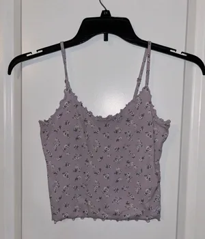Hollister Lavender Flowered Crop Tank Top, Sz M thumbnail 2