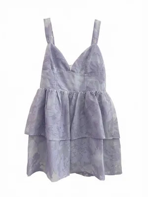 FLORAL ORGANZA TIERED ROMPER DRESS Large thumbnail 2