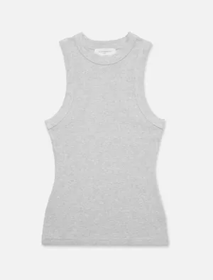 Abercrombie & Fitch Women's Essential Tuckable High-Neck Rib Tank in light gray thumbnail 1