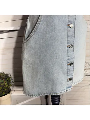 Zara mini dress denim light blue sleeveless Y2K 90s grunge cottage festival sz M thumbnail 12