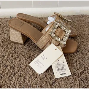 NWT Women's Kathleen Raffia Buckle Block Heels - A New Day 6 thumbnail 2