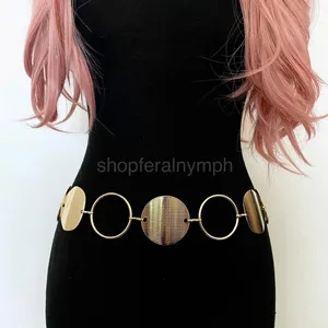 Gold Y2K Disc Open Ring Chain Belt, Fits 23-43 Inches, X7GA1278 thumbnail 3