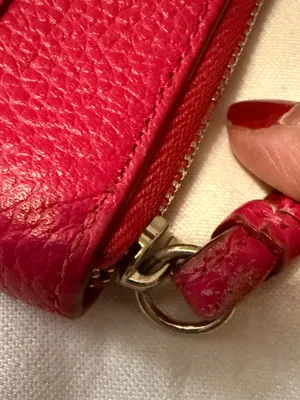 Coach Hot Pink Pebbled Leather Zip Wristlet thumbnail 6