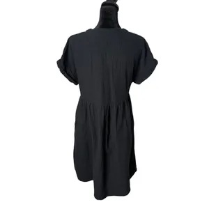 Universal Thread Cotton Gauze Babydoll Dress Womens XS Black BOHO Minimalist thumbnail 3