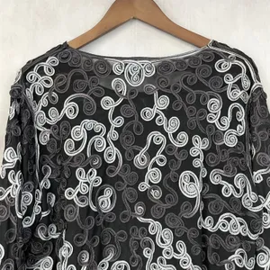 Jaguar Soutache Mesh Top‎ Women Large Swirl Sheer Statement Goth Eclectic Edgy thumbnail 4