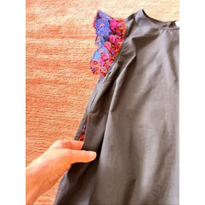 Pinch Black Cotton Shift Dress S Floral Flutter Sleeves Pockets thumbnail 4