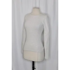 J. CREW Vintage Rib Long Sleeve T-Shirt Embellished Heathered Dove XXS XX-Small thumbnail 5