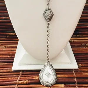 Chico's Reversible Drop Pendant Silver & Gold Tone Necklace thumbnail 2