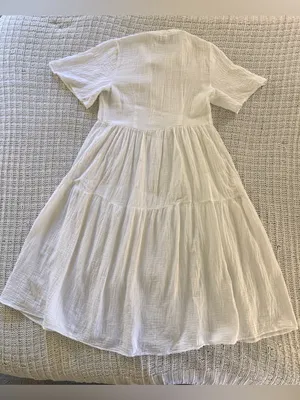 Anthropologie White Kallie Flowy Maxi Tiered Dress Medium Relaxed Summer Boho thumbnail 2