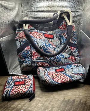 Vera‎ Bradley Symbol Paisley 3pc Set Tote Bag Wallet Cosmetic Pouch thumbnail 1