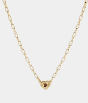 gorjana birthstone heart necklace 18k gold in january garnet thumbnail 1