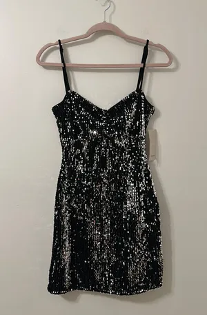 ZARA Black Sequin Mini Dress thumbnail 8