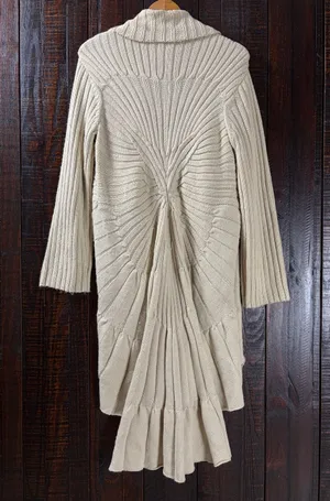 Vintage Light Beige Open-Front Duster Cardigan Sweater thumbnail 1