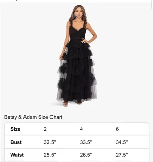Betsy & Adam black maxi elegant and fairy party dress, size 4 thumbnail 6