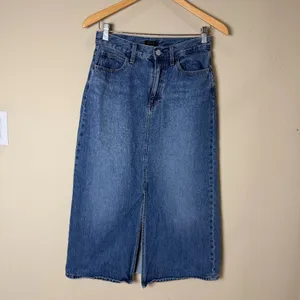 UNIQLO Jeans Denim Midi Maxi Skirt with Slit Size 6 Purchased in Japan thumbnail 2