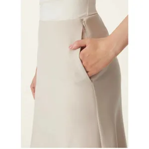 OGL Womens Beige Neutral High Waist Elastic A-Line Midi Skirt Size S thumbnail 2