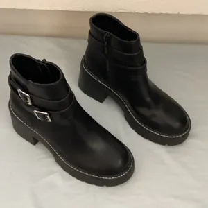 Madden Girl Black Ankle Boots with Double Buckle thumbnail 1