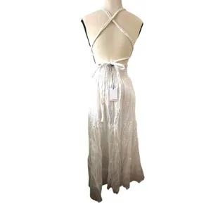 LUSANA Archie Linen Open Back Maxi Dress‎ White NWT Sz 4 thumbnail 5